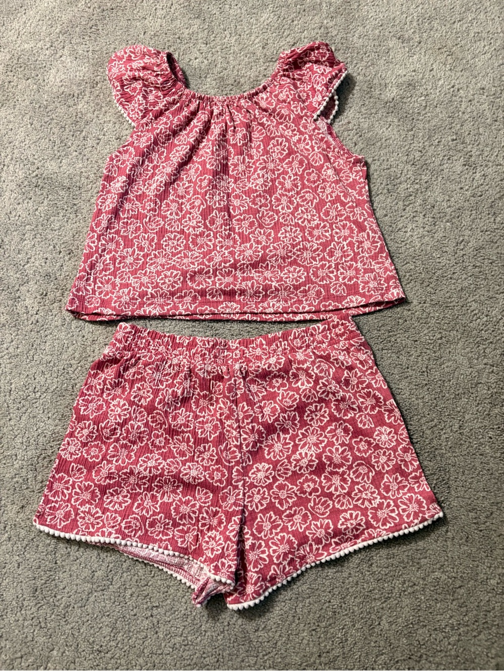 btween Girls Rose Pink Floral Top and Shorts - Matching Set